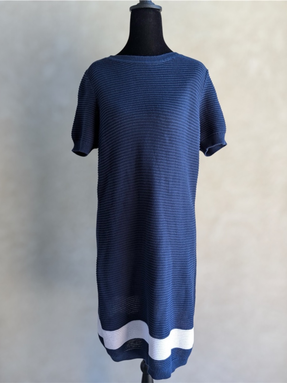 MARGARITAVILLE Women’s Size Large Swim Knit Cover Up Beach Sweater Dress Blue